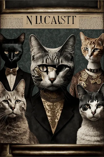 Cats Clipart Ai Generated Art with Old Money Aesthetic