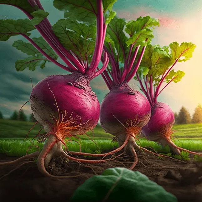Benefits of Beets Illustration With Three Beets Growing in the Soil