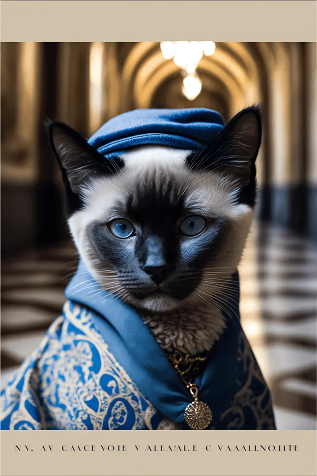 Italian Cat wearing Blue Robes inside the Vatican in Italy