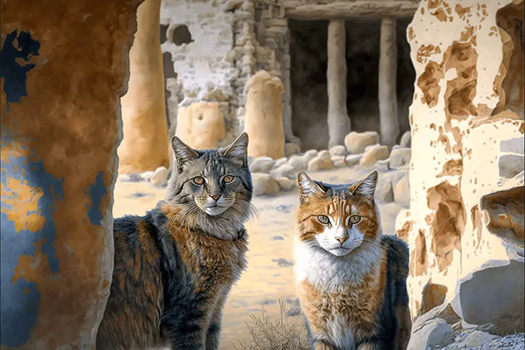 Clipart of Two Cats in Cyprus