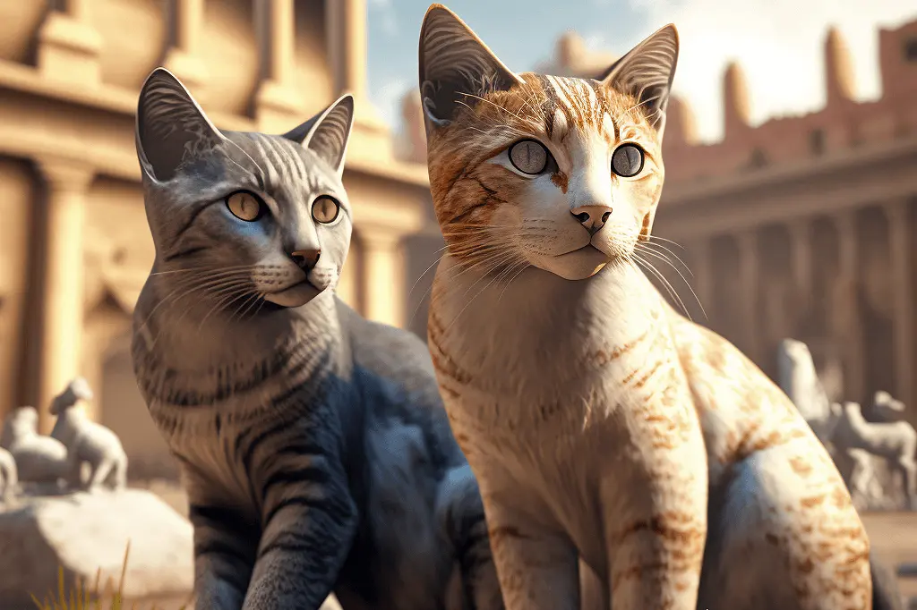 Clipart of Two Italian Cats in Ancient Rome