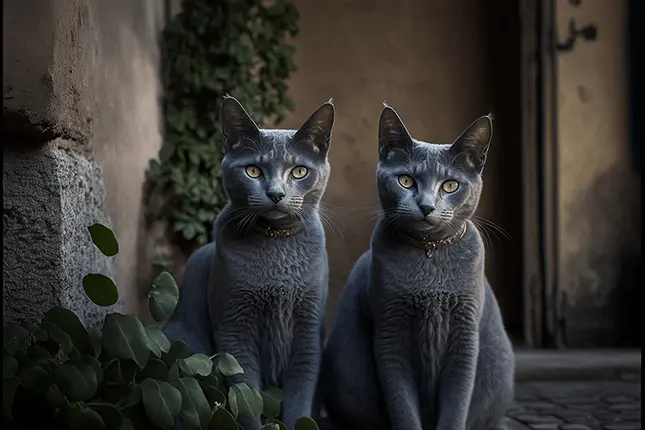 Two Italian Maltese Breed Cats in Rome
