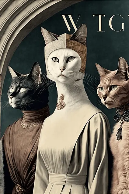 Italian Cats Clipart Dark Academia Aesthetic Gothic Renaissance Style Art Image
