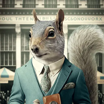 Professional Squirrel Illustration in Blue Suit