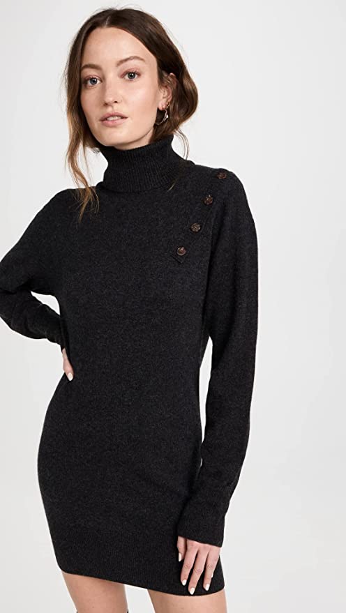 Dark Academia Casual Black Wool Cashmere Sweater Dress Naadan Brand Designer Fashion