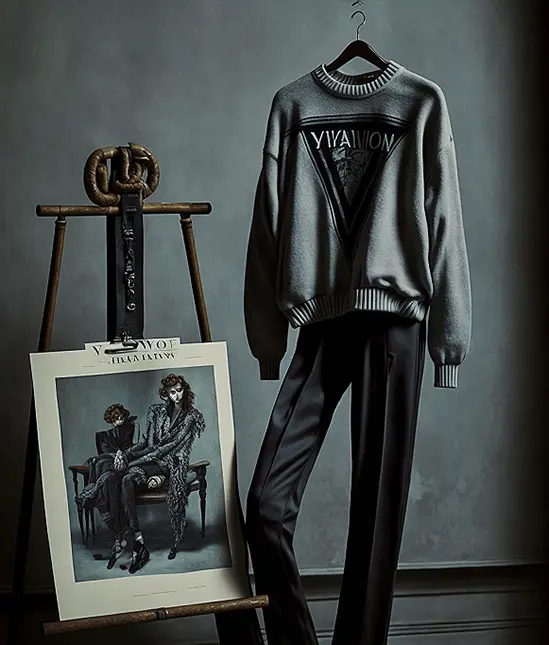 Dark Academia Fashion Gray Sweater with Black Pants