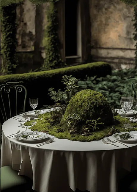 Tabletop Moss Garden Art with Dark Academia Italian Aesthetic