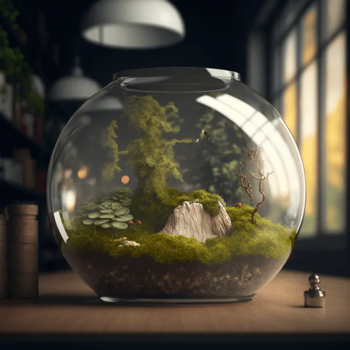 Moss and Plant Terrarium Encased in Glass Jar