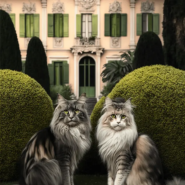 Maine Coon cat breed in the beautiful setting of Italy