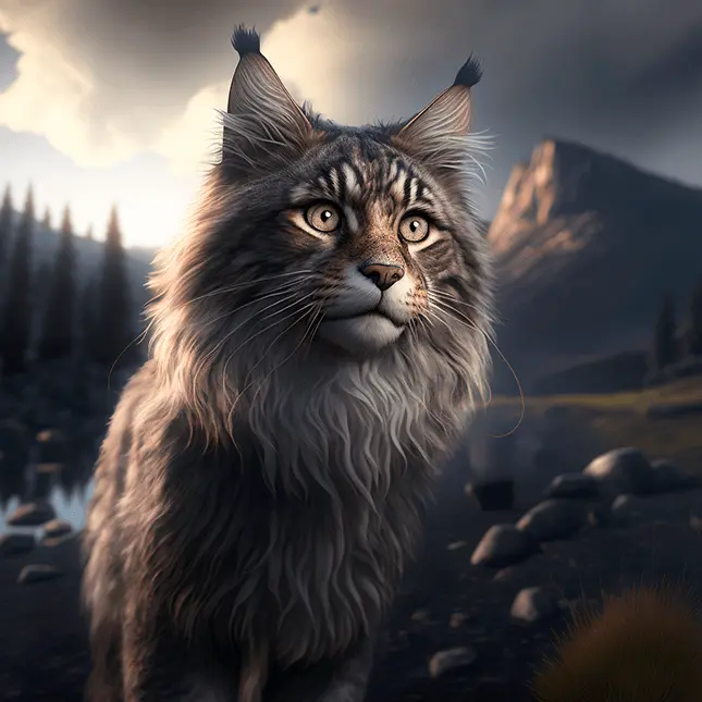 Norwegian Forest Cat in Mountains Free Illustration