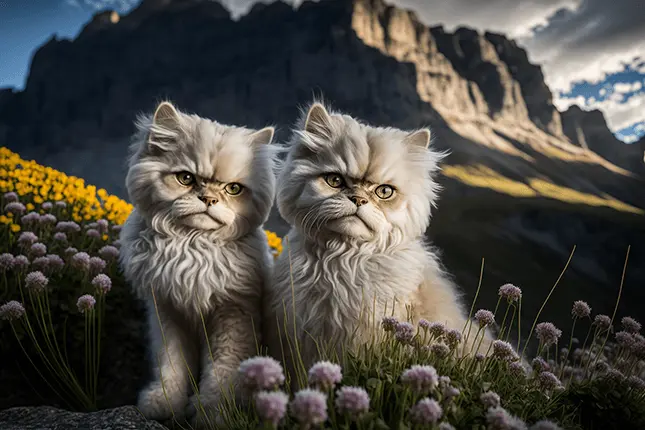 Two Italian Persian Kittens in the Dolomites