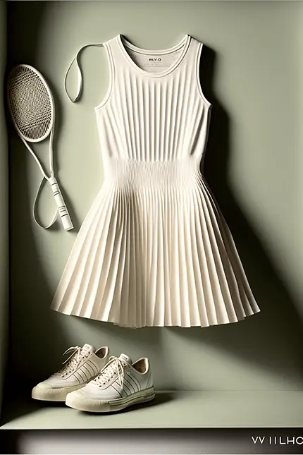 White Pleated Preppy Aesthetic Tennis Dress on Hanger