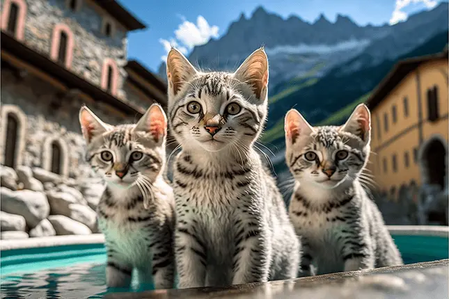Three Gray Italian Kittens in Hot Springs