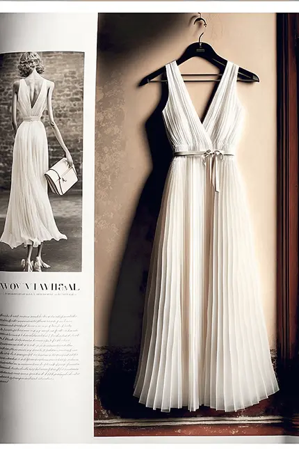 White Dress History Image of a White Maxi Dresses in a Magazine