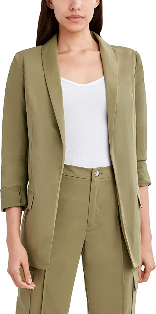 90s Fashion Green Academia Coat Blazer with Minimalist Aesthetic white top and high waisted green pants
