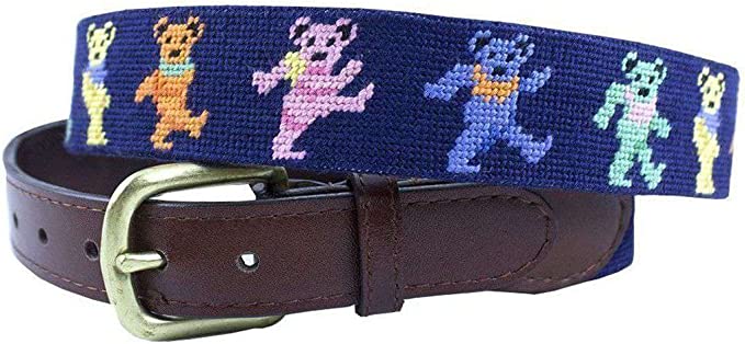 Preppy Needlepoint Belt Mens Fashion Dancing Bears