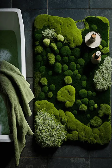 Artificial Moss Bath Mat for a Nature Inspired Bathroom