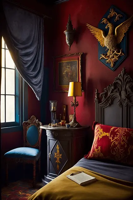 Dark Academia Bedroom Interior Design Ideas Harry Potter Gryffindor Style