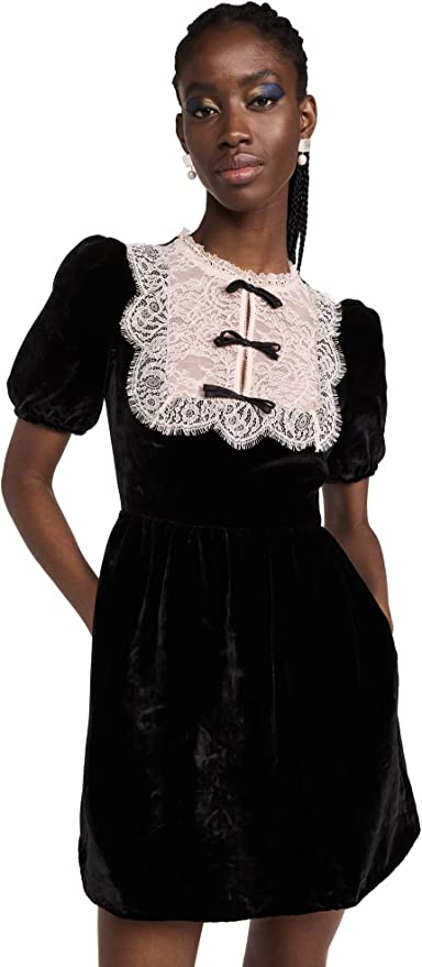 Saloni Black Cherie Mini Dress Dark Academia Aesthetic