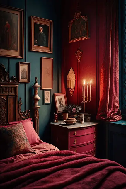 Harry Potter Gryffindor Style Dark Academia Bedroom Interior Design