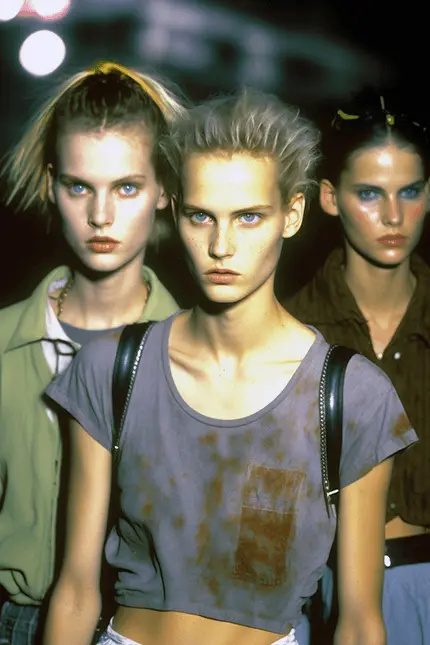 90s Fashion Grunge Aesthetic Models Wearing Tee Shirts