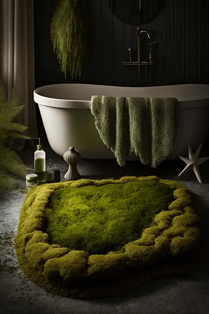Academia Aesthetic Bathroom with Moss Bath Mat