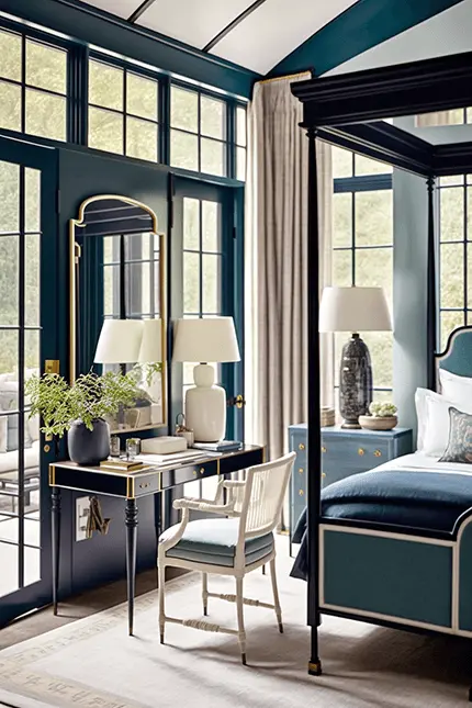 Preppy Bedroom Interior Design Light and Bright Aesthetic Blue