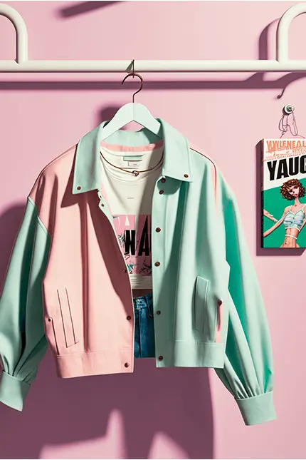 Y2K Aesthetic Fashion Pleather Jacket in Pastel Colors