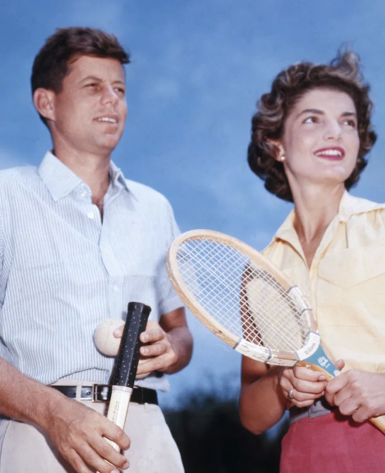 Preppy JFK and Wife Wearing Tennis Outfits