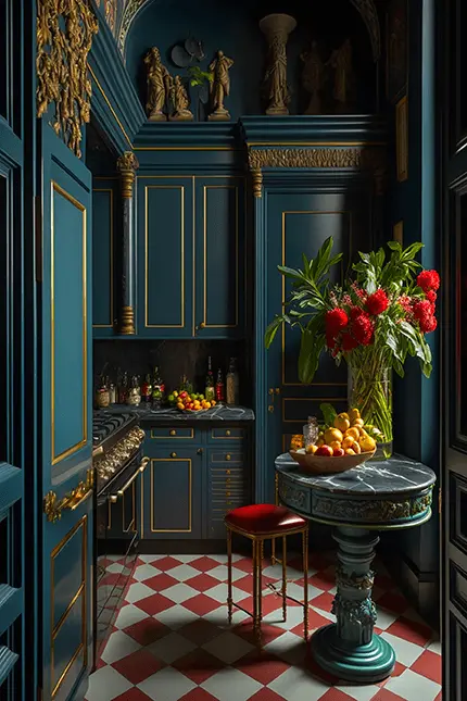 Maximalist Dark Academia Kitchen Decor Interior Design