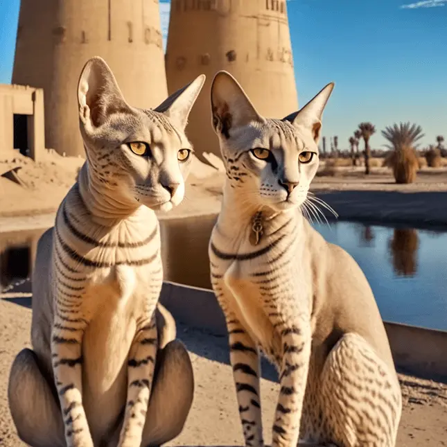 Two Egyptian Cats in Ancient Egypt