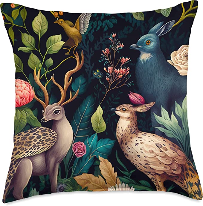 Dark Academia Interior Design Decorative Fauna Art Pillow