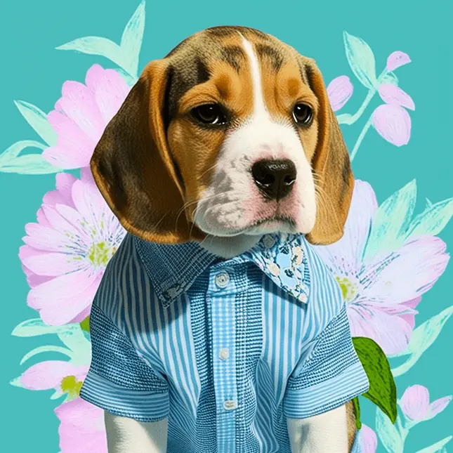 Preppy PFP of Cute Beagle Wearing Striped Shirt