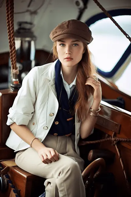 Preppy Pic of Girl On A Sailboat with Ivy League Preppy Aesthetic