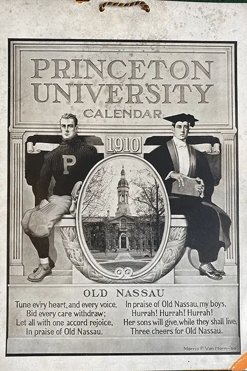 Preppy Pic of Princeton University Calendar in 1910 with Early Ivy League Sportswear