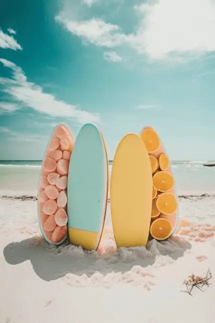 Preppy Beach Wallpaper with four pretty surfboards in summer