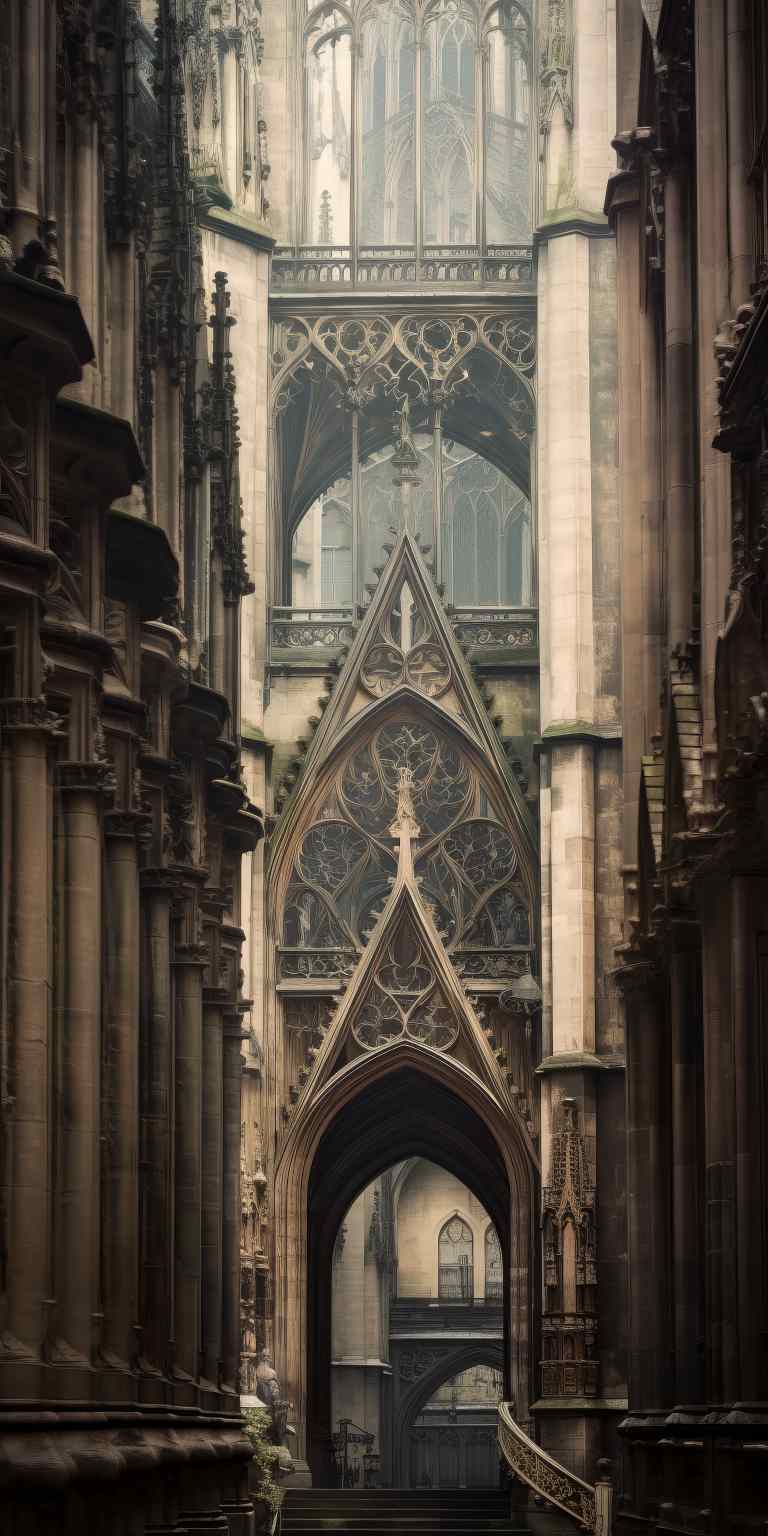 Dark Academia Exterior Facade gothic architecture Building with Beautiful Arches