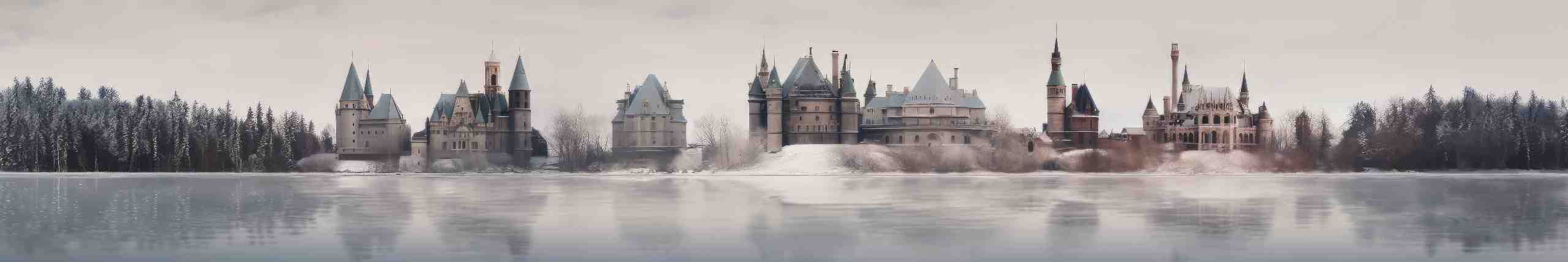 Dark Academia Aesthetic Castle Landscape in Winter