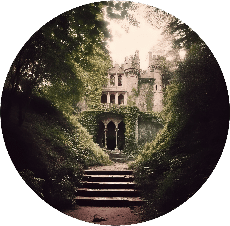 Dark Academia Aesthetic Mansion Architecture Hidden Behind Green Leafy Landscape