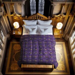 Dark Academia Bedding Purple Duvet Cover Queen Cotton Sateen Dark Royalty Victorian Aesthetic
