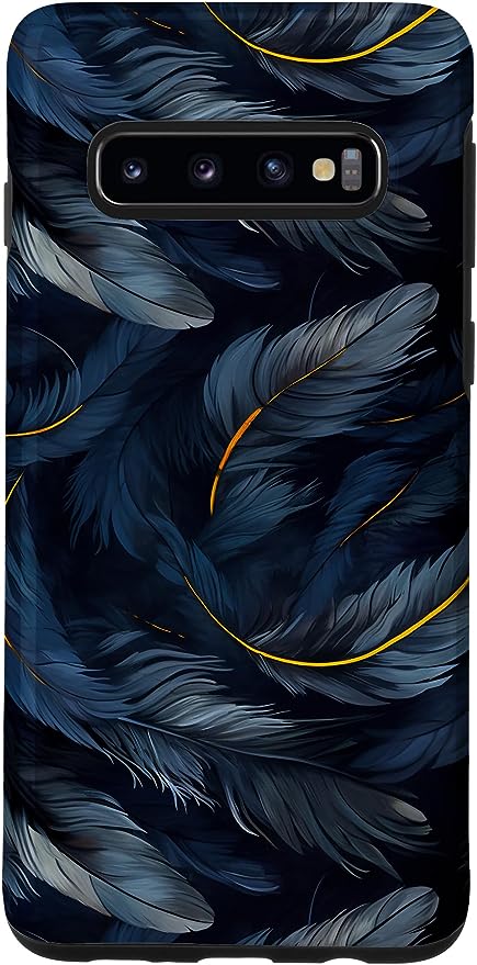 Dark Academia Phone Case for Galaxy phone with a Medieval Renaissance Style Black Raven Feather Motif