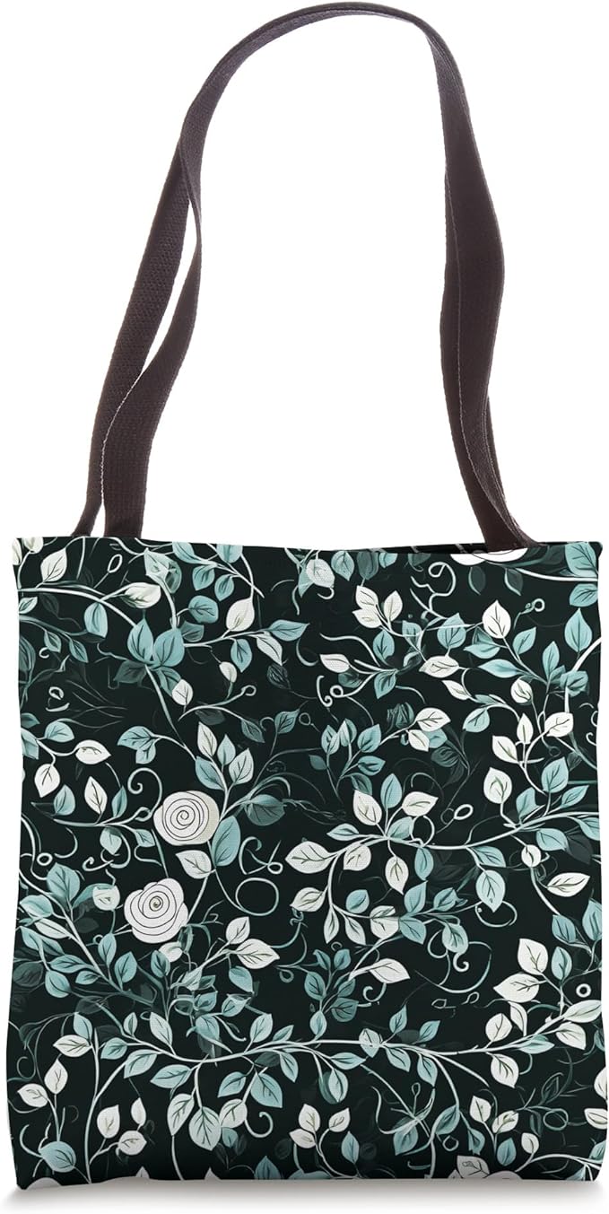 Dark Academia tote bag with romantic, renaissance aesthetic flower art