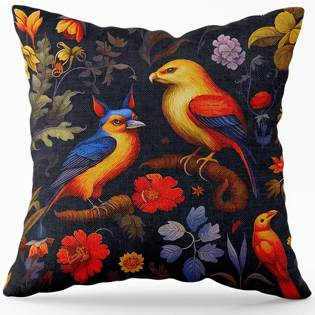 Dark Academia Pillow Gothic Decor Romantic Aesthetic Renaissance Fauna Bird Motif Art