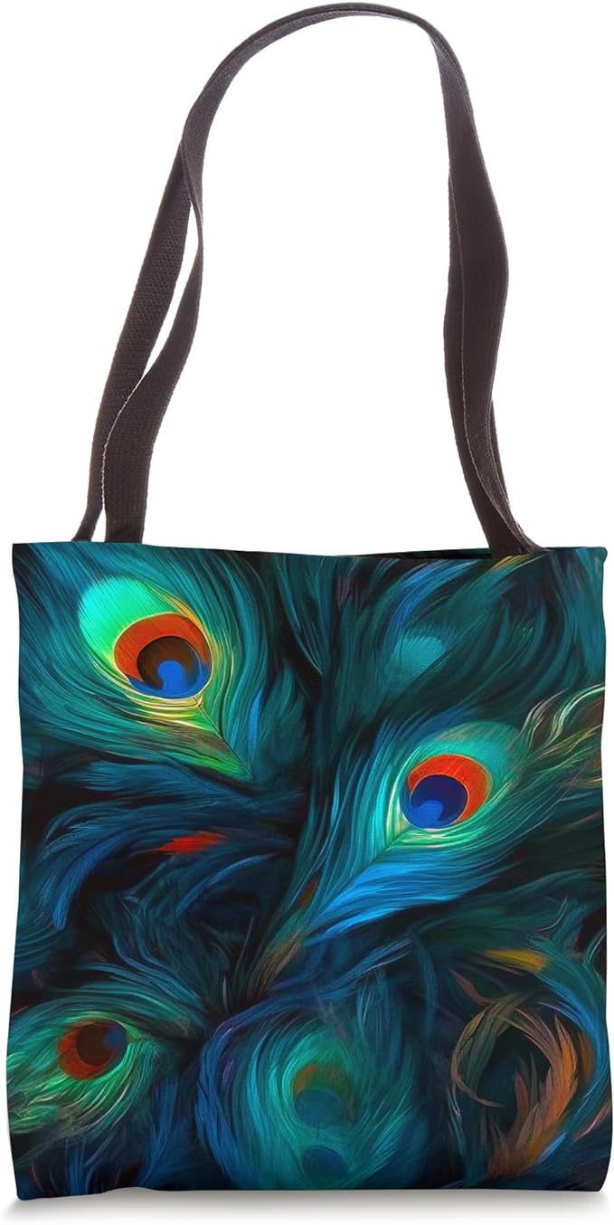 Dark Academia Tote Bag with gothic renaissance aesthetic peacock feathers