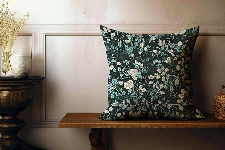 Biophilic Interior Design Decor Green Rose Throw Pillow