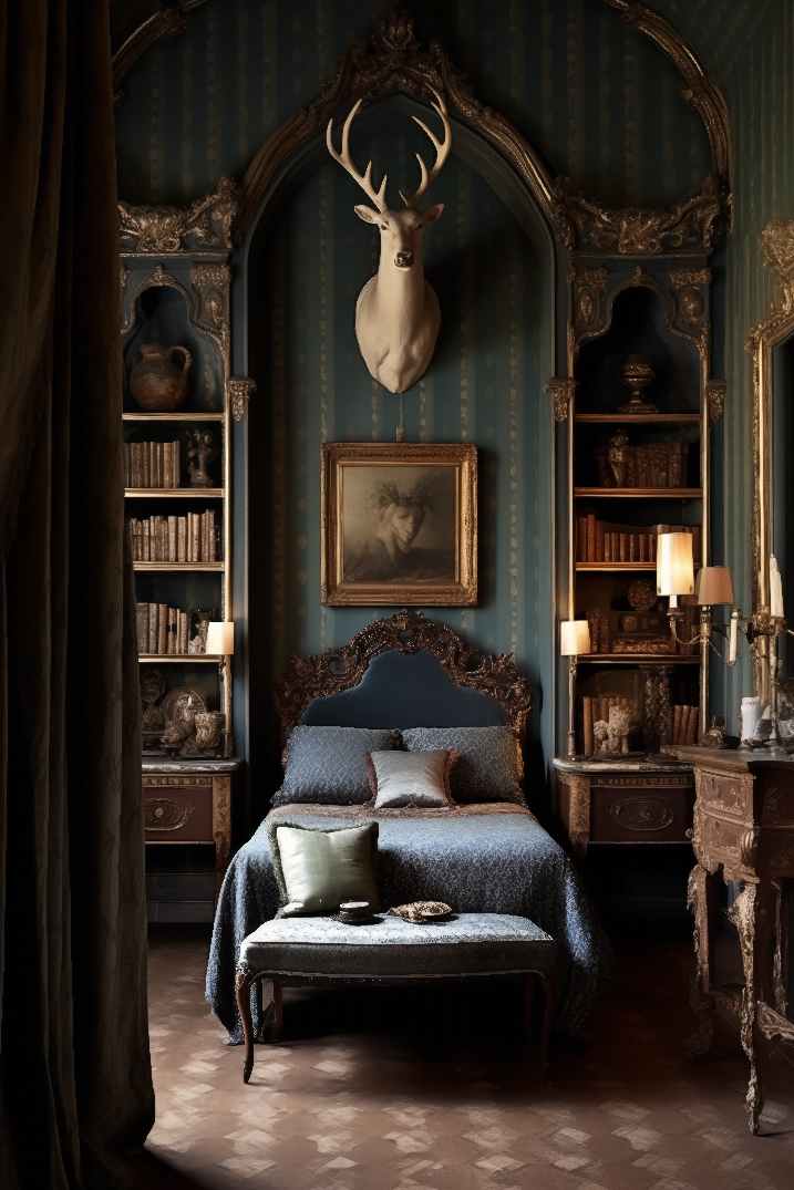 Green Bedroom Soft Academia Aesthetic Italian Hunting Lodge Manor