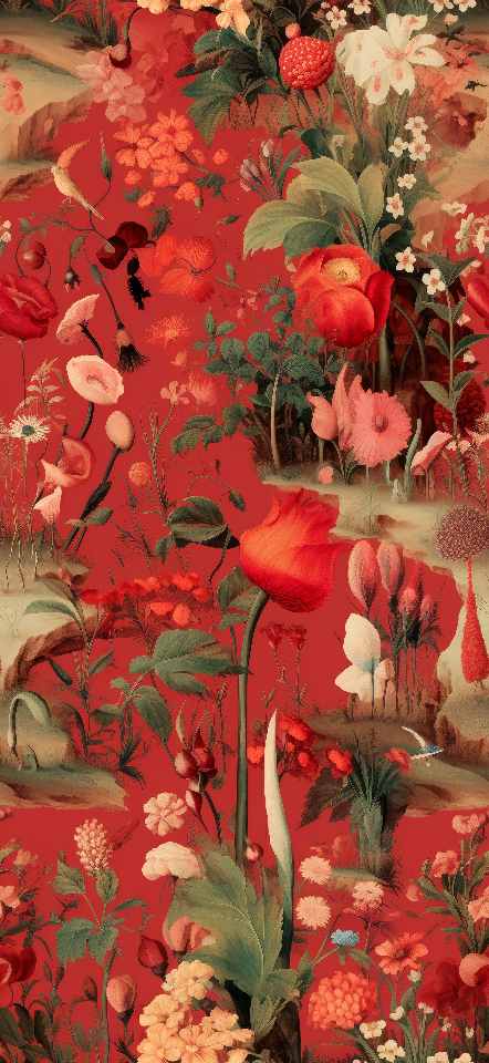Dark Academia Aesthetic Red Flower iPhone Wallpaper