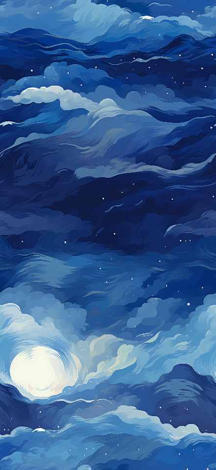Blue Moon Painting Clouds Beauty iPhone Wallpaper