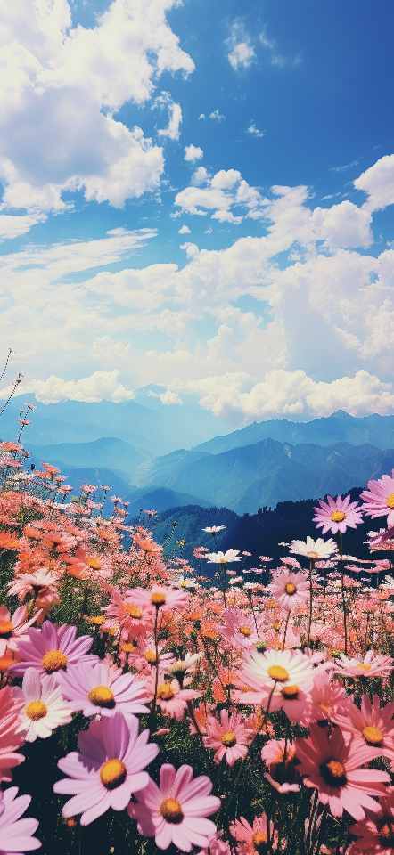 Mountains Flowers Spring Cute iPhone Wallpaper