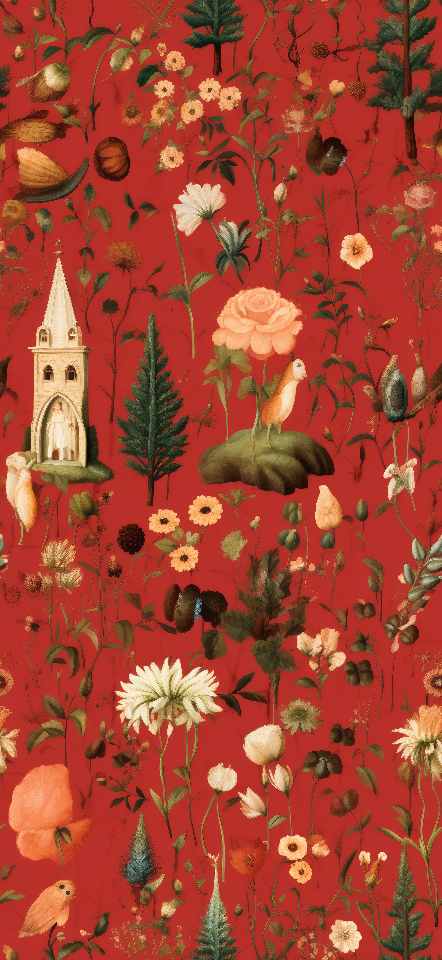 Red Flower Garden Aesthetic iPhone Wallpaper